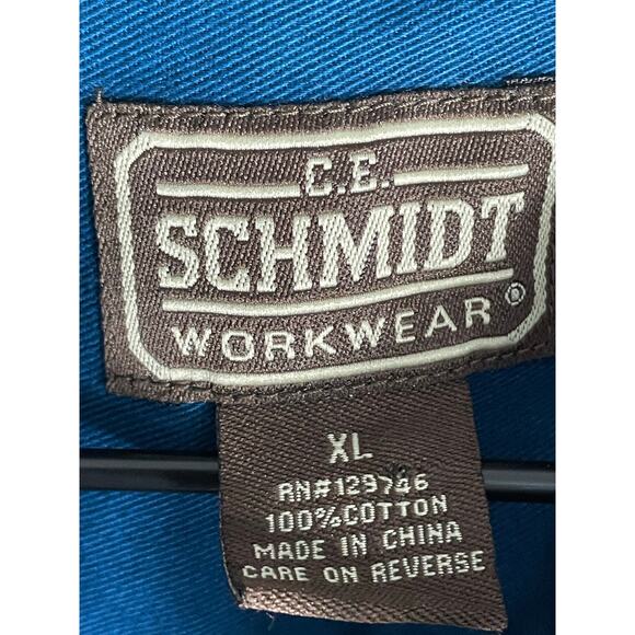 C.E. Schmidt Workwear Blue Button-Up Shirt XL 100% Cotton Long Sleeve Heavy Duty - Picture 3 of 8